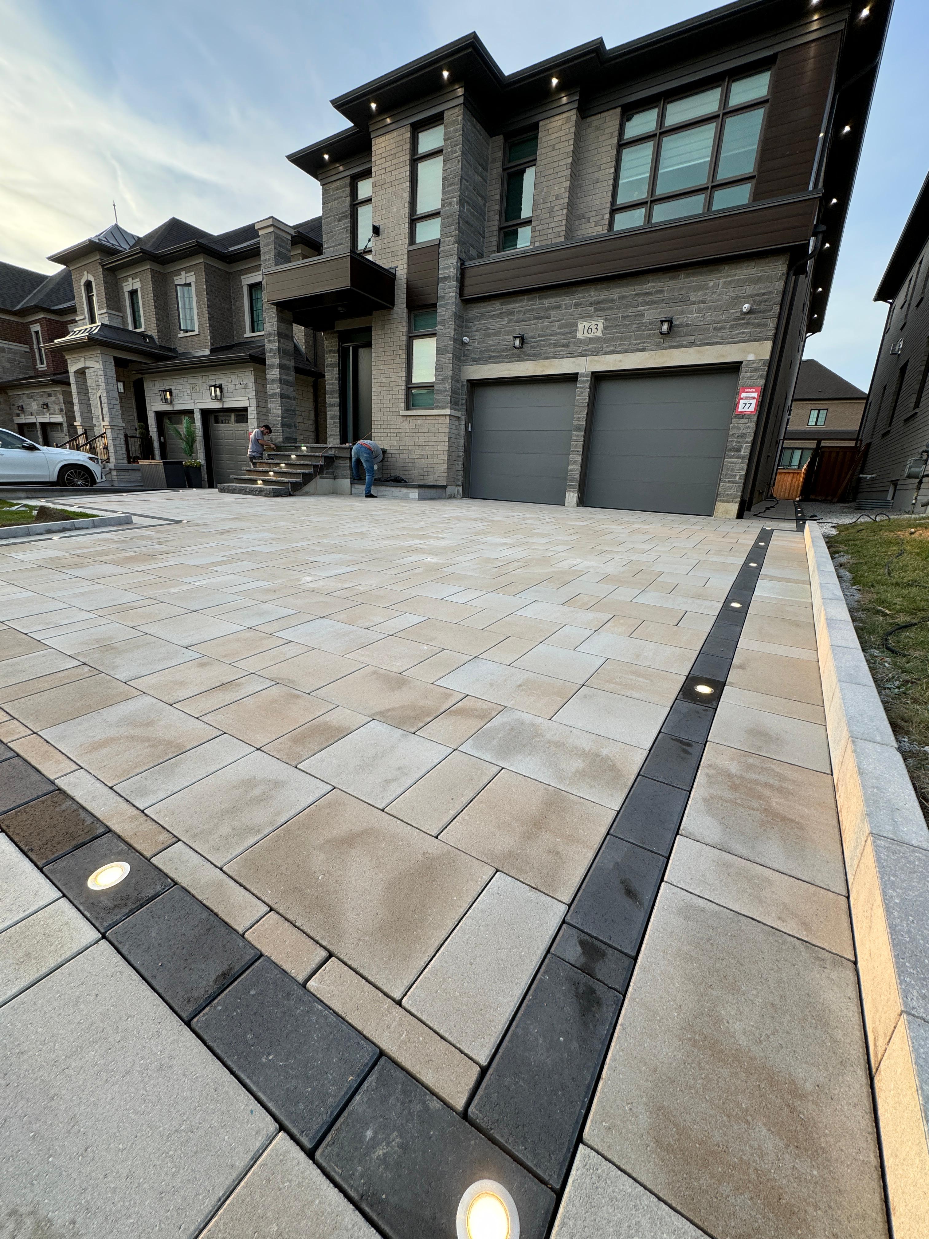 Finished landscape and interlocking project by PFC Landscaping