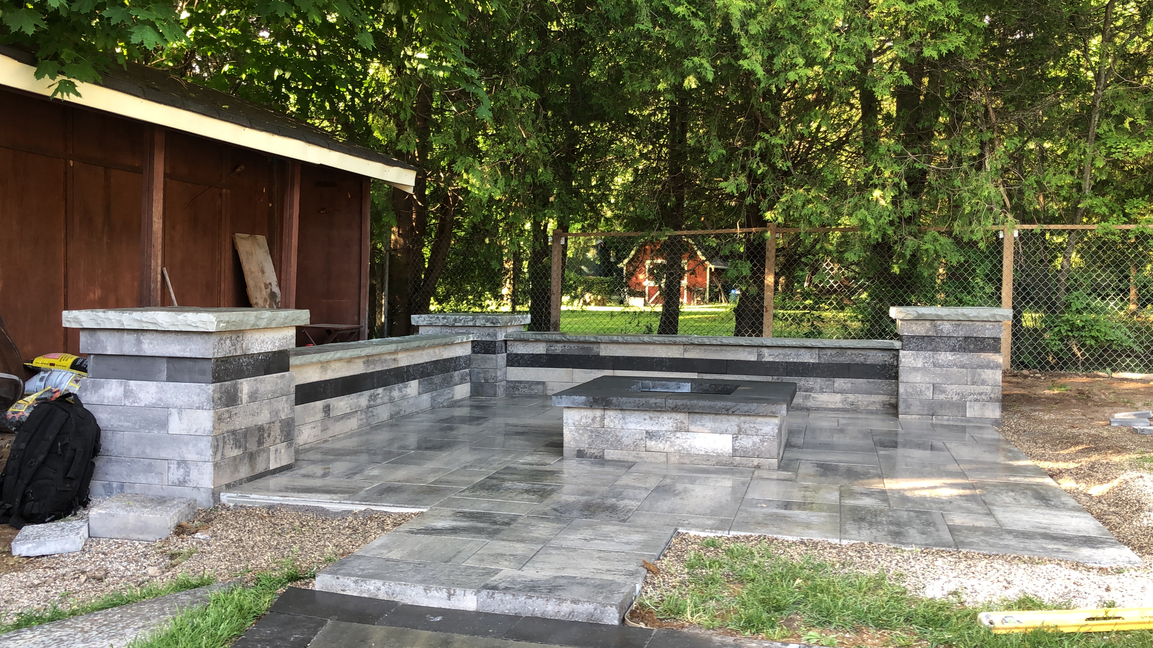 Backyard sitting area and fire-pit project built for outdoor gathering